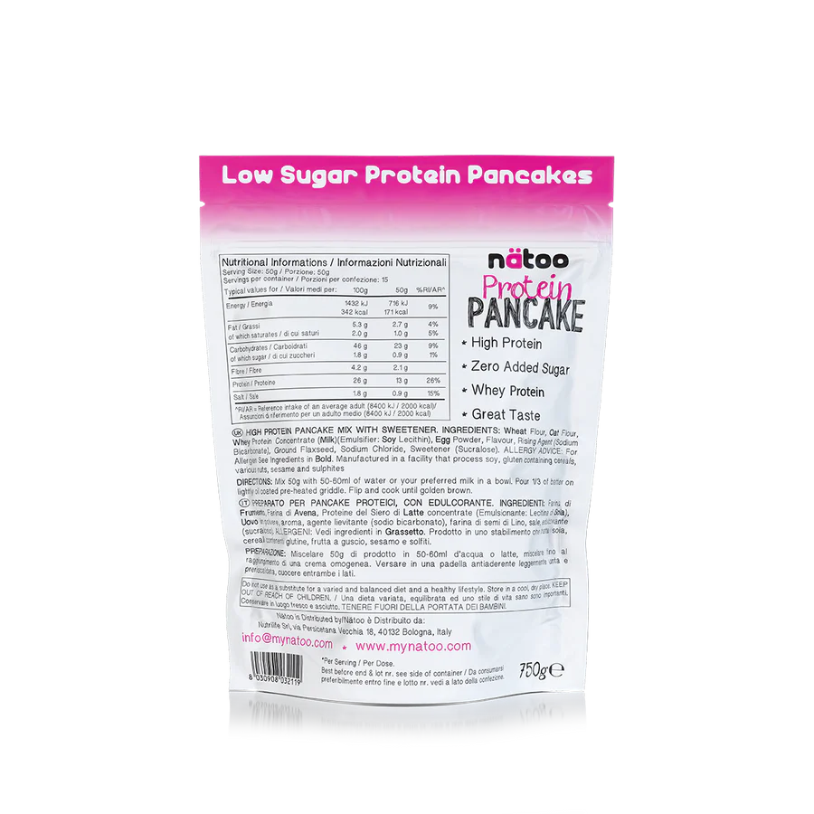 NATOO Protein Pancake 750gr gusto White Chocolate Raspberry - immagine 2