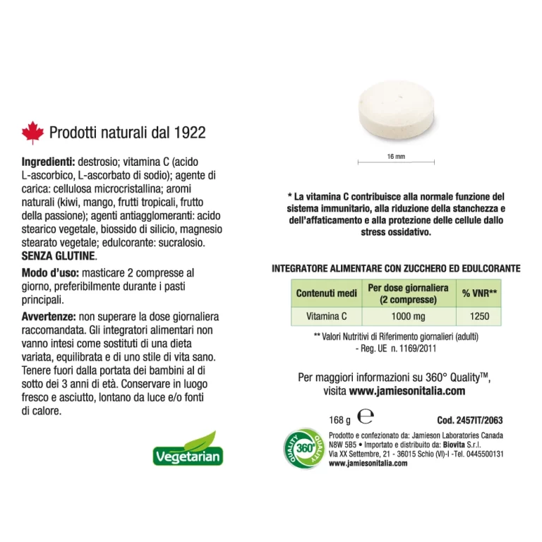JAMIESON VIT C MAST 1000MG TROPICAL 120 CPR - immagine 2