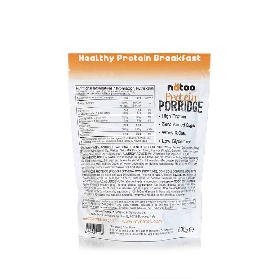 NATOO Protein Porridge 600g Maple(sciroppo d'acero) - immagine 2